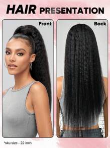 QUICK WEAR Ponytail Human Hair Drawstring Kinky Straight Ponytail Human Hair Extension Natural Black Extension Pony Tail Clip In Hair Extensions For Women Kinky Straight Ponytail Extension Human Hair Hairpieces Pony Tail For Daily Use Easy To Wear Hair Extensions 1pc 9AM Hair Sport Vacation Travel Festival Prom Outdoor Cosplay Campus School Beach Wedding Camping Holiday Outfits Summer Outfits Vacay Vibes Charm Elegant Casual Y2k Fashion Styles Ss25 Keywords - SNatural - View 3