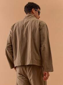 Musero Chaqueta con cuello alto, cremallera de cuarto y diseño envolvente para hombres, adecuada para primavera, verano, días festivos y vacaciones