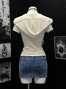 EgrlEra Camiseta con capucha de manga corta con estampa de flor de rosa para mujer