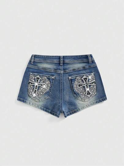 Grunge Punk Shorts di jeans casual da donna, moda minimalista per uso quotidiano