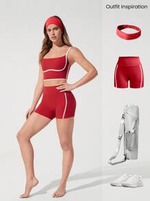 GLOWMODE Sutien sport lung FeatherFit™ bicolor, cu guler rotund, pentru yoga zilnic, cu impact redus