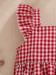 Souflis Souflis Body sin mangas con escote descubierto y volantes para bebé niña, con decoración de volantes en la cintura + Sombrero de cubo