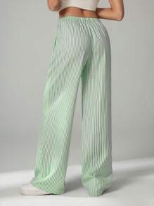 SHEIN Tall 女士休闲条纹直筒裤，适合通勤