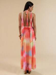 SHEIN BAE Women Halter Neck Fashionable Dress, Suitable For Summer - Pink - View 2