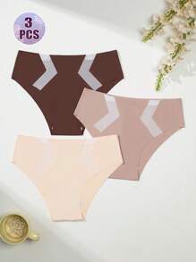 Snug Zone Calcinhas Sem Costura de Cintura Alta Casuais e Confortáveis, Pacote com 3 Unidades, em Nylon, Oferecendo Ajuste Suave e Usabilidade Diária em Designs Multicoloridos Variados. - Multicolorido - Visão 1
