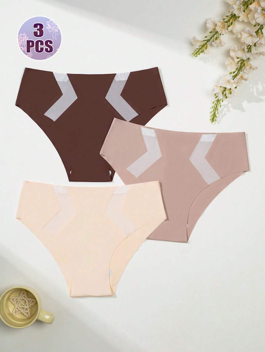 Snug Zone Calcinhas Sem Costura de Cintura Alta Casuais e Confortáveis, Pacote com 3 Unidades, em Nylon, Oferecendo Ajuste Suave e Usabilidade Diária em Designs Multicoloridos Variados. - Multicolorido - Visão 1