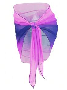 SHEIN Swim Vestido pareo con estampado floral para mujer en vacaciones de playa - Lila Púrpura - Ver 3