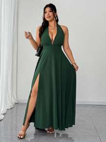 SHEIN Unity 加大码性感吊带露背高开衩夏装