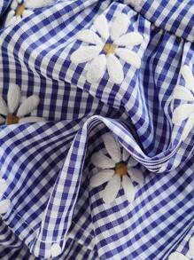 SHEIN Vintaside Kids 2 件套女婴夏季服装，蓝白条纹花卉印花无袖上衣搭配同款裤子套装，清新乡村风格，适合海滩、公园、日常穿着 - 彩色 - 查看 7