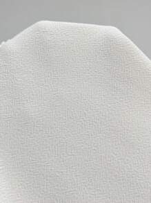 Florisole 女式春夏波西米亚风精致蕾丝装饰泡泡袖 V 领系带腰部荷叶边下摆白色衬衫 - 杏色 - 查看 7