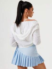 Tropiluxe Veste légère à capuche blanche pour femmes avec fermeture éclair et cordon de serrage, fine veste d'été pour l'extérieur