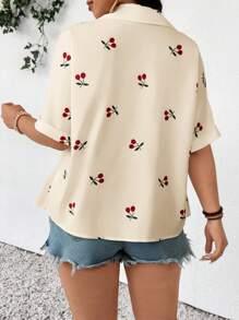 SHEIN Frenchy Blouse décontractée à manches courtes, à design ouvert à l'avant, en tissu texturé, confortable. Convient pour le printemps/été. Hauts printaniers pour femmes, hauts d'été pour femmes, robes élégantes pour femmes.