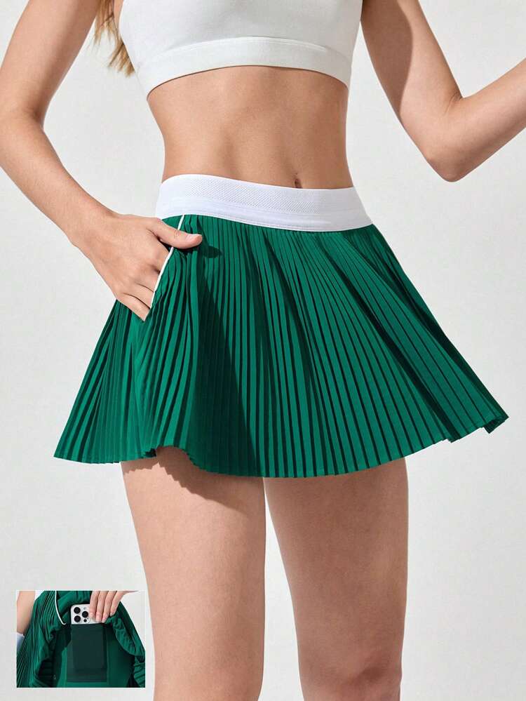 Pleated Pocket Mini Skirt With Built-In Shorts Light Support Tennis Golf Gym Summer Quick Dry Moisture Wicking