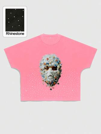 Street Life Men's Character Loose Fit Diamond Portrait Print Short Sleeve T-Shirt, Rave