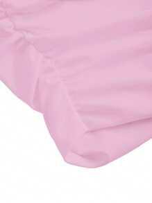 SHEIN Tween Girl Simple Comfortable Ruched Elastic Fitted Strapless Tube Top, Bandeau Pink Top Fall Winter - Coral Pink - View 4