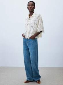 Maija White Mesh Embroidered Bodycon Sheer Design Midi Dress, Fashionable With Design Sense, Autumn/Winter Outerwear - White - View 4