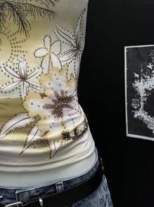 EgrlEra Women Graphic & Rhinestone Decor Bandeau Top, Fashionable For Summer - White - View 3