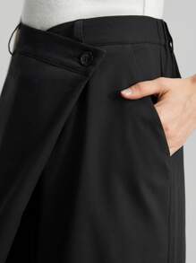 Ontre Pantaloni alla zuava avvolgenti con gamba ampia in tinta unita neri, abbigliamento estivo casual da donna, outfit casual femminili