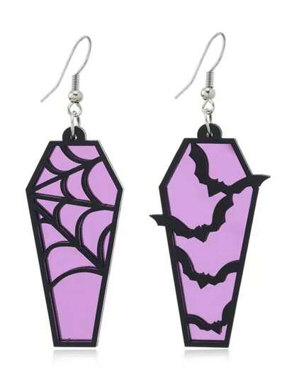 1 Pair Retro Halloween Gothic Punk Hollow Bat & Spider Web Earrings