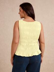 Elaquor Plus Size Sleeveless Solid Color Camisole Top, Fashionable For Summer, Business Casual Woman, Going Out Tops Women - Yellow - View 6
