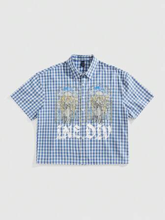 Street Life Men's Casual Boxy Fit Plaid Short Sleeve Shirt,