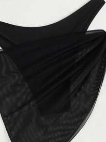 Swim Chiccia 3 pièces/Ensemble Femmes Été Plage Débardeur Crop Top Couleur Noire Unie Avec Bordure En Strass Dorés, Bas De Bikini Triangle Et Jupe Court