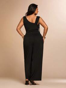 SHEIN BAE Damen Große Größen Eleganter High Street Resort Strickanzug, Schwarz, Sommer, Zweiteiler für Frauen, 2-teiliges Set für Frauen, Urlaubsoutfits für Frauen, Strandoutfits für Frauen, Damenkleidung in Große Größen, Ausgeh-Oberteile für Frauen