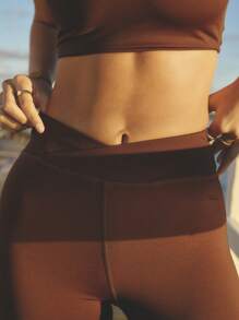 Aralina Leggings activos con detalle de cruce en la cintura para ropa de ocio y entrenamiento - Café integral - Ver 7