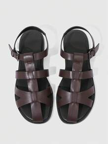 HighSole 女士简约圆头棕色平底休闲凉鞋，时尚、柔软舒适大底休闲百搭棕色罗马鞋，适合户外旅行、海滩、日常通勤、春夏季