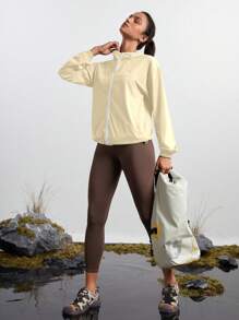 In My Nature 女士户外防水防风拉链连帽夹克 - 杏色 - 查看 9