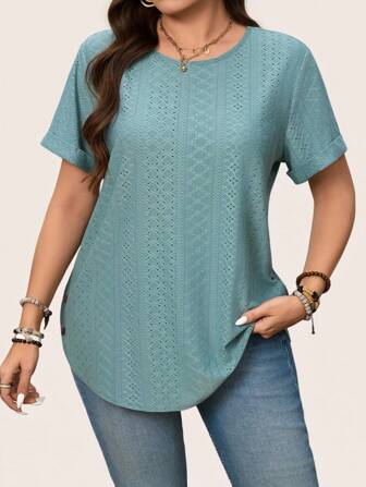 SHEIN LUNE Oversized einfarbiges Rundhals Kurzarm Lässig T-Shirt
