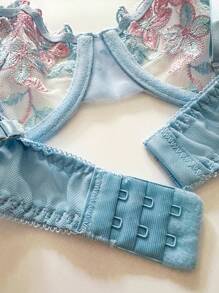 SHEIN Esselle 2pcs Romantic Embroidery Sexy Lingerie Set, Fashionable For Summer - Multicolor - View 4