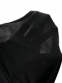 SHEIN PETITE Solid High Rise Flared Straight Leg Pants - Black - View 3