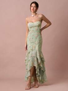Enchnt Váy maxi lá sen họa tiết hoa xanh lá cây lãng mạn mùa xuân/hè dành cho nữ, thích hợp cho kỳ nghỉ, ngọt ngào và thanh lịch cho kỳ nghỉ, hẹn hò, ngày lễ, tiệc tùng, lễ tốt nghiệp và khách dự tiệc cưới, bãi biển, váy dạ hội, váy mùa hè cho nữ, quần áo mùa hè, váy thanh lịch cho tiệc tùng, quần áo Bohemian - màu xanh lá - Xem 7