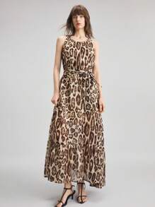 Ontre 2025 女士豹纹无袖连衣裙，性感时尚，适合独立日、圣约翰节、海滩、度假、毕业典礼、办公室、海滩派对、茶会、秋冬分层穿着 - 彩色 - 查看 3