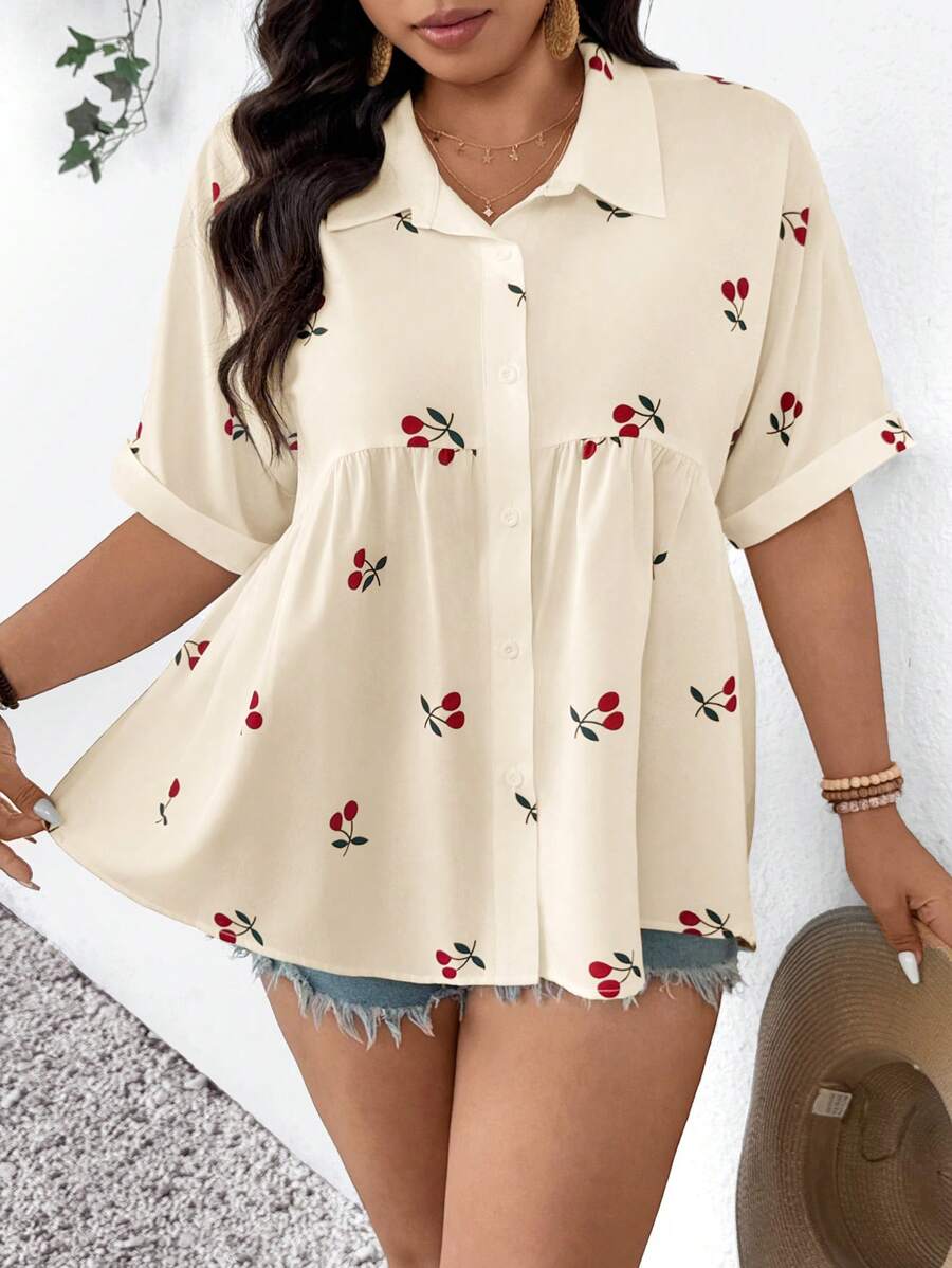 SHEIN Frenchy Blouse décontractée à manches courtes, à design ouvert à l'avant, en tissu texturé, confortable. Convient pour le printemps/été. Hauts printaniers pour femmes, hauts d'été pour femmes, robes élégantes pour femmes.