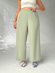 SHEIN Privé Plus Size High-Waisted Pleated Wide Leg Pants, Elegant Casual Commuter Versatile Luxury Retro College Style, Suitable For Office, Afternoon Tea, Dates, Concerts, Parties, Autumn/Winter