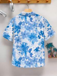 SHEIN 青少年男孩休闲图案印花短袖 Polo 衫，适合夏季 - 彩色 - 查看 3