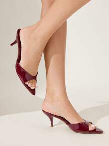 CUCCOO CHICEST 女士时尚优雅酒红色尖头细高跟凉鞋 - 酒紅色 - 查看 7