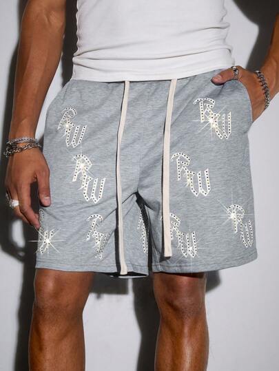 Men's Street Life Random Colorful Diamond Drawstring Waist Casual Summer Shorts