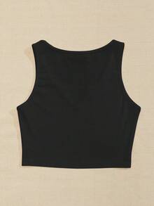Breezaya Notch Neck Rib-knit Tank Top - Black - View 2