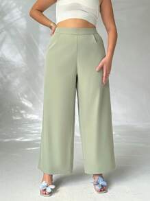 SHEIN Privé Plus Size High-Waisted Pleated Wide Leg Pants, Elegant Casual Commuter Versatile Luxury Retro College Style, Suitable For Office, Afternoon Tea, Dates, Concerts, Parties, Autumn/Winter
