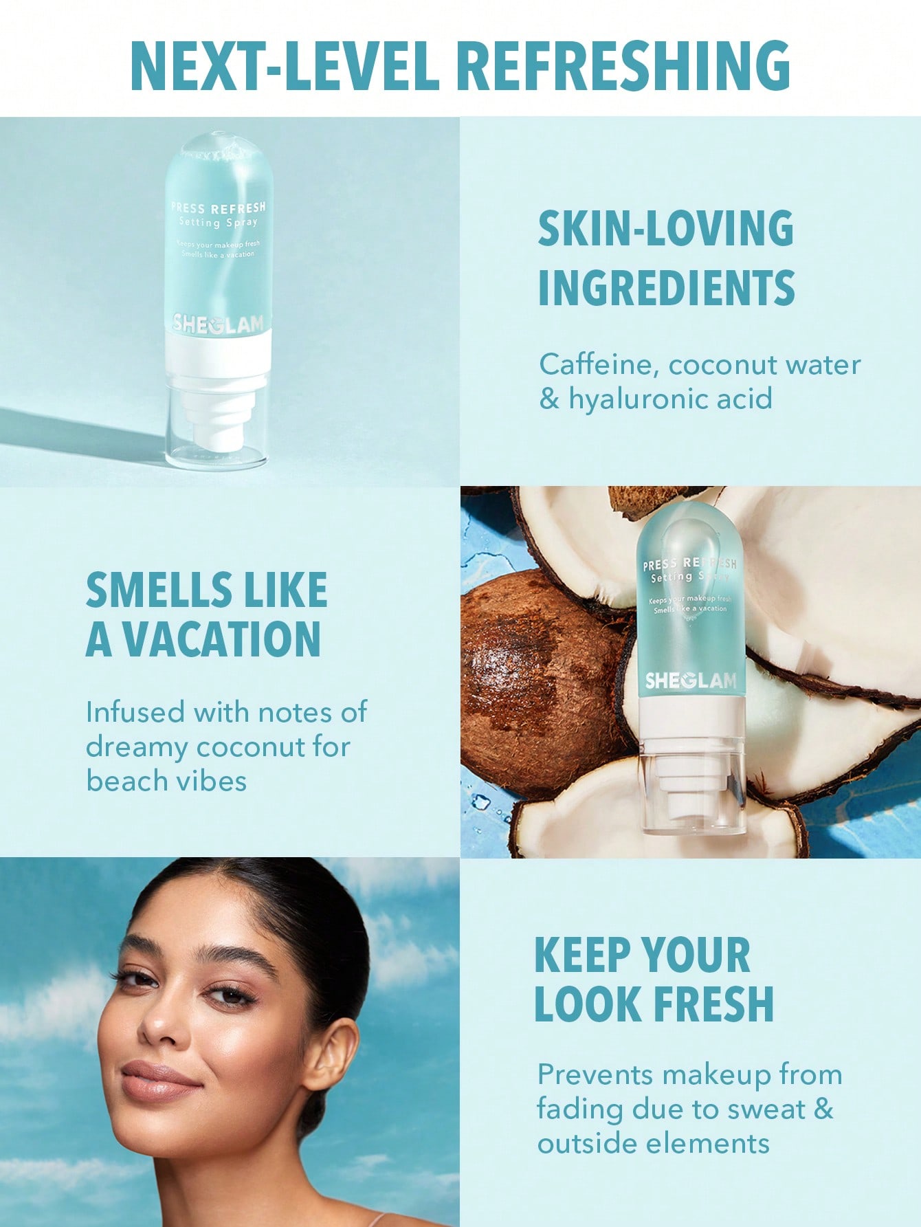 SHEGLAM بخاخ تثبيت المكياج المنعش والمرطب، بخاخ تث...