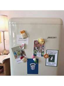 SHEIN 6 magneți de frigider, magneți de frigider cu alimente 3D, magneți decorativi drăguți, magneți de frigider personalizați, potriviți pentru table albe de bucătărie și birou, dulapuri de depozitare și mașini de spălat vase, decorare bucătărie, decorare casă, cadouri de Ziua Mamei