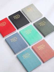 SHEIN 1PC 2025 A7 Weekly Planning Notebook Daily Schedule Mini Portable Diary PU Leather Cover English Plan Book Includes To-Do List Tasks, Expense Tracking And Organizing Meals School Supplies