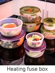 SHEIN Purple And Green Transparent Airtight Food Storage Containers, Round Fresh-Keeping Containers With Lids, Best Food Containers To Keep Food Fresh, Plastic Mixing Bowls, Stackable Leakproof Reusable Kitchen Storage Containers, Microwave, Freezer And Dishwasher Friendly, Suitable For Storing Parsley, Fruits, Bread, Eggs And More.