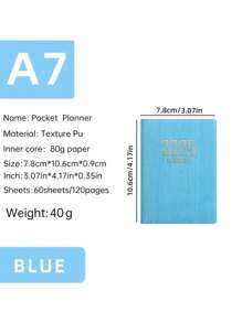 SHEIN 1PC 2025 A7 Weekly Planning Notebook Daily Schedule Mini Portable Diary PU Leather Cover English Plan Book Includes To-Do List Tasks, Expense Tracking And Organizing Meals School Supplies