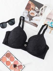 SHEIN 1 Áo ngực đệm mỏng cỡ lớn có đệm nâng và hỗ trợ - màu đen - Xem 3