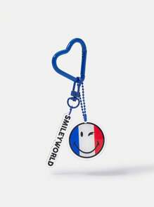 SmileyWorld® | SHEIN Cute & Fashionable Acrylic Keychain With Smiling Face Striped Pattern - Royal Blue - View 2