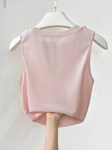 INAWLY 女士无袖纯色背心，适合夏季 - 粉色 - 查看 2